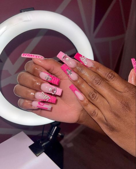 Baddie Nails Acrylic Mid Length, Dope Nail Designs Mid Length, 19th Photoshoot, Birthday Nail, Highly Favored, G Nails, Acrylic Nail Set, Simple Acrylic, Month Of August