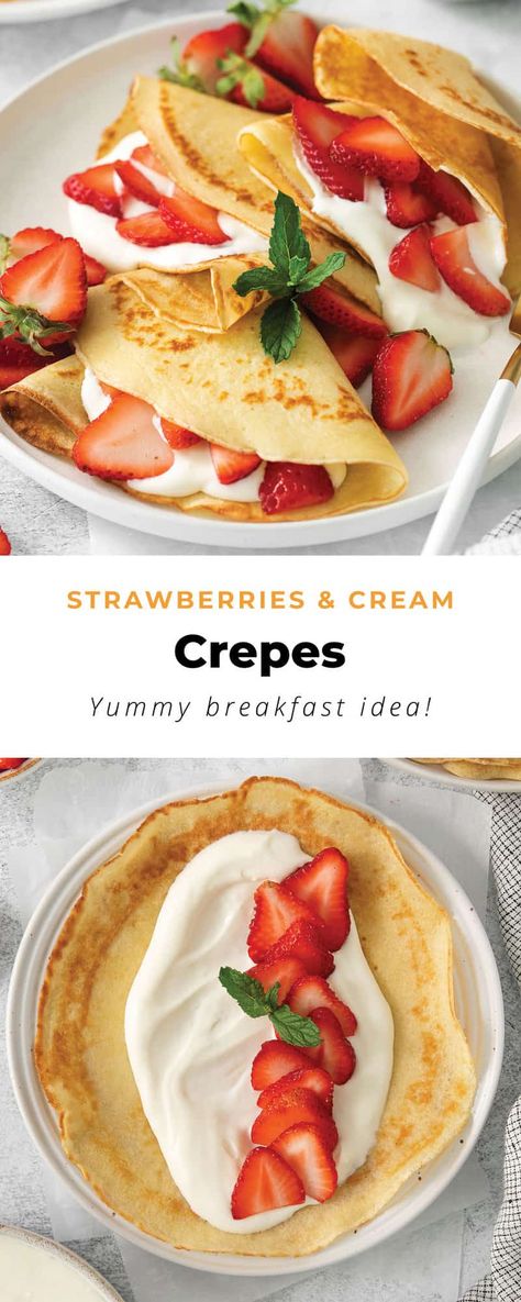 Strawberry Banana Desserts, Crêpe Recipe, Cream Crepes, Berry Crepes, Strawberries And Bananas, Recipe With Cream Cheese, Impressive Dessert, Banana Crepes, Crepes Filling