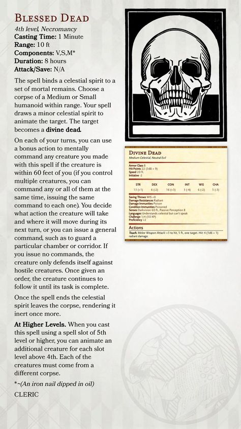 Dnd Patrons, Halloween Dnd, Necromancy Spells, Dnd Spells, Celestial Spirit, Spells Magic, Spirit Magic, Dungeons And Dragons 5e, Today Images