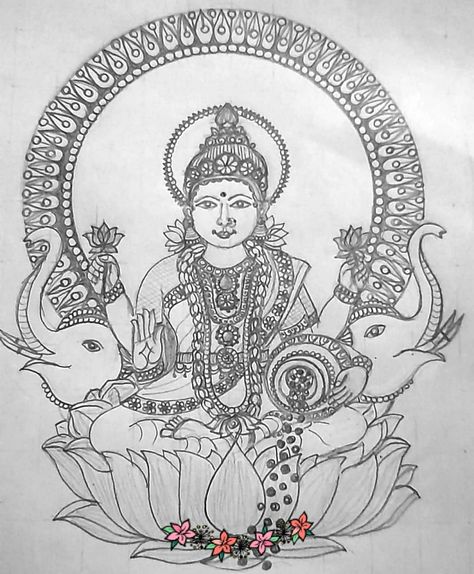 lakshmi devi Lakshmi Devi, Pencil Sketches, Kolam Designs, Kids Drawings, Pencil Sketch, Image Hd, Drawing For Kids, Peace Symbol, Pencil