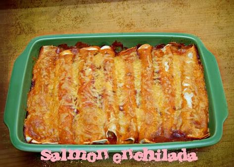 Fish Enchiladas Recipe, Salmon Enchiladas, Recipe For Salmon, Canned Salmon, Enchilada Casserole Recipes, Cooking Fish, Salmon And Shrimp, Easy Salmon, How To Cook Fish