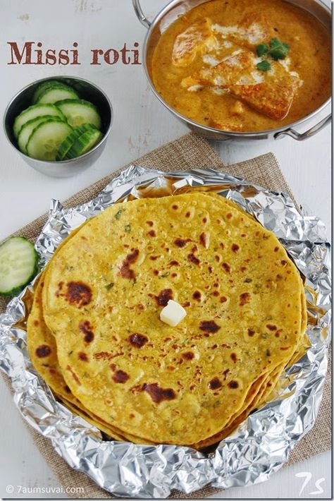 7aum Suvai: Missi roti Missi Roti, Step By Step Recipes, Indian Flat Bread, Flat Bread, Breakfast Dinner, North India, Breakfast For Dinner, South India, Naan