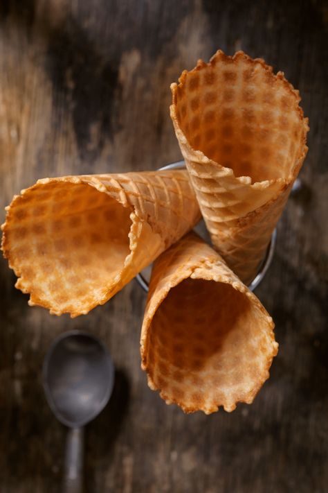 Waffle Cone Recipe Homemade (With Flavor Variations) - More Momma! Waffle Cone Recipe Without Maker, Cone Aesthetic, Waffle Bowl Recipe, Homemade Ice Cream Cone, Waffle Cone Recipe, Waffle Cone Maker, Ice Cream Waffle Cone, Peppermint Ice Cream, How To Make Waffles