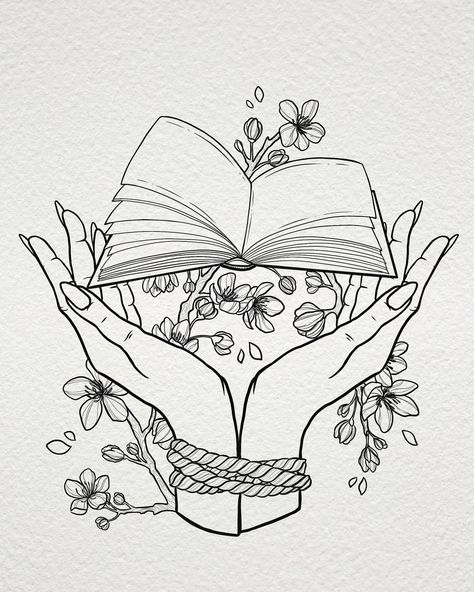 Witchy Drawings Art, Tattoos Practice, Reader Tattoo, Book Inspired Tattoos, Books Tattoo, Infinity Tattoo With Feather, Bookish Tattoos, Tattoos For Lovers, Book Tattoo