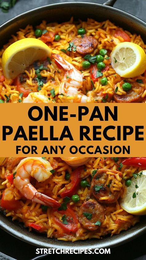 Craving easy one pan paella? Bring Spain's flavors to your kitchen with our mouthwatering recipe! It's simple, delicious, and perfect for weeknight dinners. Save this pin and visit our blog for the full easy paella recipe and cooking tips. Best Paella Recipe, Easy Paella Recipe, Best Rice Recipe, Easy Paella, Chicken Paella, Paella Recipe Seafood, Best Rice, Paella Pan, Paella Recipe