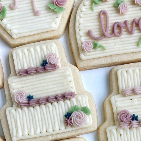 Buttercream On Cookies, Wedding Buttercream Cookies, Wedding Cookies Buttercream, Buttercream Wedding Cookies, Frosted Wedding Cookies, Buttercream Cake Designs Wedding, Spring Wedding Cookies Decorated, Buttercream Bridal Shower Cookies, Buttercream Sugar Cookies