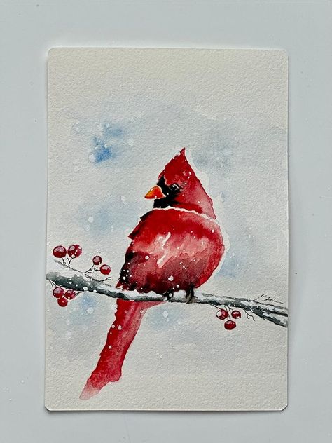 Grinch Watercolor, Christmas Watercolors, Watercolor Templates, Cardinal Art, Watercolor Christmas Cards Diy, Ballerina Nursery, Cardinal Painting, Painted Christmas Cards, Watercolor Calendar