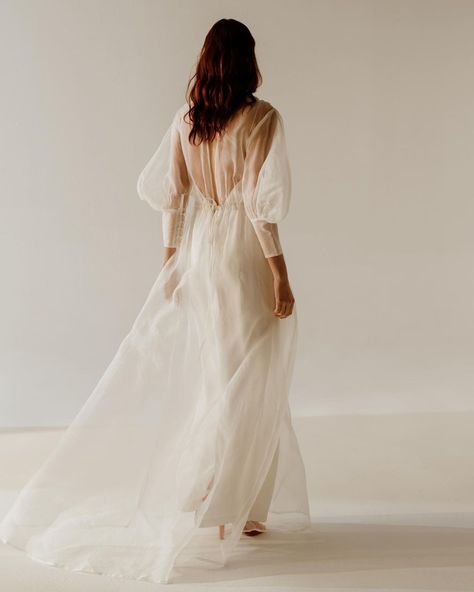 Lola Varma on Instagram: “The heavenly Gidget Gown.” Lola Varma Bridal, Sheer Overlay Wedding Dress, Overlay Wedding Dress, Lola Varma, Organza Gowns, Sheer Wedding Dress, Australian Wedding, Autumn Bride, Long Sleeve Wedding Dress Lace