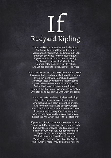 If Rudyard Kipling If Poem by Rudyard Kipling If Rudyard - Etsy Australia If Rudyard Kipling Wallpaper, Rudyard Kipling Quotes, If Poem, Packaging Prints, Rudyard Kipling, Pooh Quotes, Poems Beautiful, Positive Motivation, If Rudyard Kipling