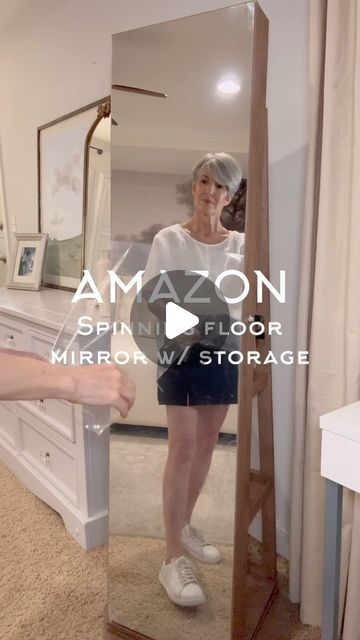 Jodie Kammerer • AMAZON HOME FINDS on Instagram: "COMMENT FOR LINKS! or shop my link in bio! 
Please note: you must be following me for links to appear 🫶

This spinning floor mirror is that and so much more! 

The most genius use of space I’ve ever seen! Opens to store your jewelry, cosmetics, even lights up and locks!

With extra hidden storage for purses and shoes …this is an absolute must!

#amazonfinds #amazonhome #homehacks #storagehacks" Storage For Purses, Mirror Hidden Storage, Amazon Home Finds, Purse Storage, Home Finds, Storage Hacks, Amazon Home, Hidden Storage, Floor Mirror