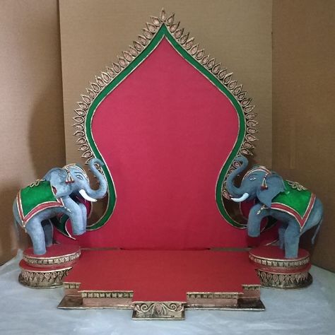 Two side Elephant design Makhar.Totaly made from paper and card sheet. It can be fold. For booking please contact : 9834298887 Ganpati Makar Decorations, Makhar Decoration, Eco Friendly Ganpati Decoration, Thermocol Craft, Ganesh Chaturthi Decoration, Ganpati Decoration At Home, Janmashtami Decoration, Ganapati Decoration, Decoration For Ganpati