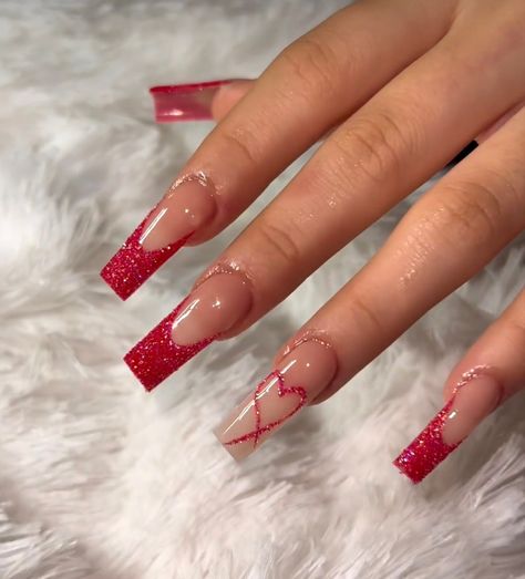 Red Sparkle Nails, Red Acrylic Nails, Nail Designs Valentines, Acrylic Nails Coffin Pink, Christmas Nails Acrylic, Unique Acrylic Nails, Acrylic Nails Coffin Short, Pink Acrylic Nails, Xmas Nails