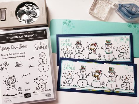 Slimline Christmas Cards, Envelope Tutorial, Virtual Card, Snowman Cards, Christmas Gift Card, Stampin Up Christmas Cards, Stampin Up Christmas, Card Tutorial, Card Making Tutorials