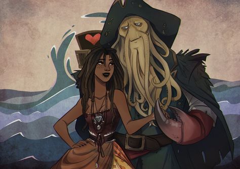 Davy Jones X Calypso, Davy Jones Fanart, Calypso Pirates Of The Caribbean, Davy Jones Art, Pirates Of The Caribbean Fanart, Davy Jones And Calypso, Calypso Pirates, Tia Dalma, جوني ديب