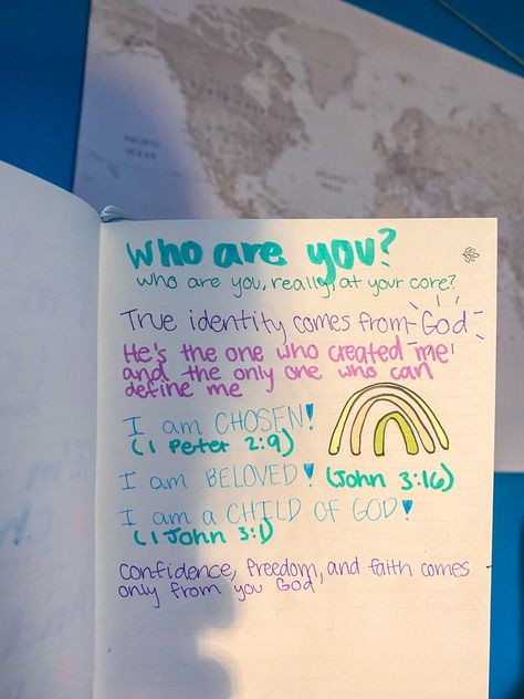 Sadie Robertson Bible Notes, Inspire Bible, Sadie Robertson, Inspire Bible Journaling, Bible Study Journal, Bible Notes, True Identity, Creative Journal, Bible Journal