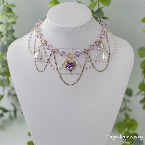 Speak Now Necklace 💜 . . . #fairycoreaesthetic #fairycorefashion #fairycorejewelry #fairyaesthetic #fairymagic #fairyvibes #dreamyvibes #fairyforest #fairycosplay #fairytalefashion #cottagecoreaesthetics #cottagecorejewelry #beadedjewelry #cottagecorefashion #oldmoney #bridgerton #bridgertonvibe #bridgertonjewelry #gemstonenecklaces #magicjewelry #erastourtaylorswift #magicaljewelry #taylorswiftjewelry #taylorswifterastour #fairycorenecklace #beadednecklaces #taylorswiftfan #princessvibes #... Speak Now Necklace, Cottage Core Jewelry, Fairycore Jewelry, Pretty Jewelry Necklaces, Fairy Jewelry, Fairy Necklace, Lace Necklace, Speak Now, Magical Jewelry