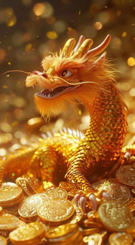 Lucky Wallpaper For Money, Gold Dragon Wallpaper, Naga Emas, Abundance Images, Colorful Skull Art, Starověký Egypt, Custom Photo Wallpaper, Lucky Wallpaper, Myths & Monsters