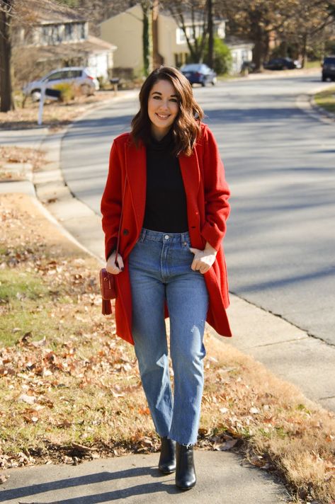 Every Girl Needs a Red Coat   FF Link-Up! Red Coat Outfit, Fashion For Winter, Parka Outfit, Coat Outfit Casual, Red Winter Coat, Red Parka, Best Winter Outfits, Capsule Wardrobe Outfits, Coat Outfit