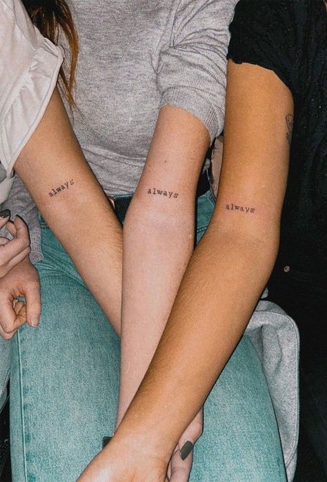 40 Tattoo Ideas with Meaning : Besties Tattoos I Take You | Wedding Readings | Wedding Ideas | Wedding Dresses | Wedding Theme Besties Tattoos, Tattoo Ideas With Meaning, Pair Tattoos, 40 Tattoo, Always Tattoo, Cousin Tattoos, Matching Friend Tattoos, Forever Tattoo, Matching Best Friend Tattoos