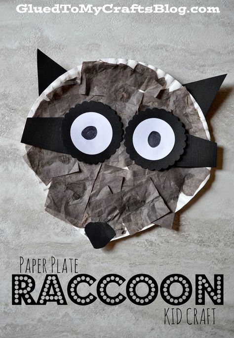 Paper Plate Raccoon {Kid Craft} Wolf Crafts, Raccoon Craft, Forest Animal Crafts, Forest Animals Theme, Paper Plate Crafts For Kids, Forest Habitat, Nocturnal Animals, Animal Crafts For Kids, Kid Craft