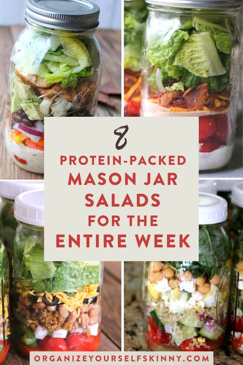 Salad Recipes Meal Prep, Jar Salad Recipes, Mason Jar Meal Prep, Mason Jar Lunch, Recipes Meal Prep, Mason Jar Salads, Salad Jar Recipe, Jar Salads, Jar Salad