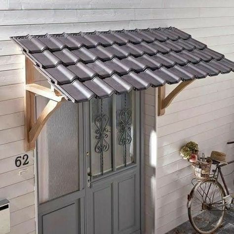 Awning Over Door, Door Pergola, Diy Awning, House Awnings, Window Canopy, Porch Remodel, Porch Roof, Door Canopy, Door Awnings