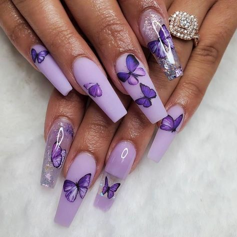 Purple Quince Nails, Ongles Gel Violet, Quince Nails, Purple Quince, Quinceanera Nails, Purple Glitter Nails, Purple Acrylic Nails, Lilac Nails, Sculpted Nails