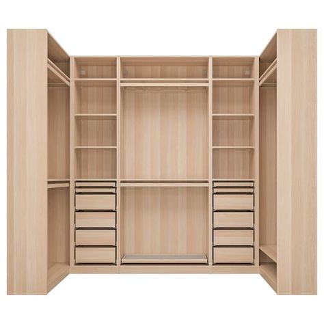 Walk In Wardrobe Narrow Space, Ikea Pax Corner Wardrobe, Pax Corner, Pax Corner Wardrobe, Dressing Ikea, Armoire D'angle, Ikea Closet, Ikea Pax Wardrobe, Corner Wardrobe