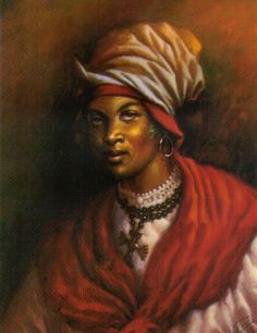 In 1791, Cecile Fatiman presided over a ceremony with Dutty Boukman. An animal was sacrificed, an oath taken, and they exhorted listeners to seek revenge against their French oppressors, to "Cast aside the image of the God of the oppressors." A week later, 1800 plantations had been destroyed and 1000 slaveholders killed. Fatiman was married to Louis Michel Pierrot, a general in the Haitian revolutionary army and later president. She is reported to have lived to age 112. Haiti History, Film Black Panther, Haitian Revolution, Voodoo Priestess, African Diaspora, African History, Badass Women, African American History, Mambo