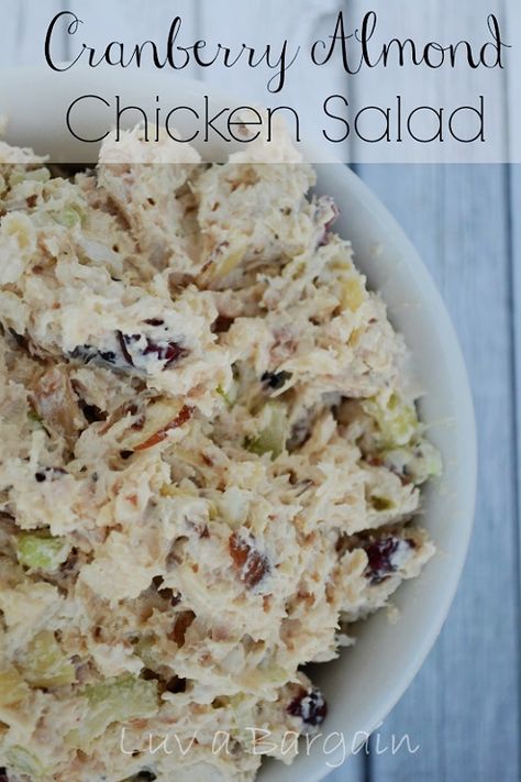 Cranberry Almond Chicken Salad  LuvaBargain.com Chicken Salad Recipe With Almonds, Southern Potato Salad Recipe, February Meals, April Meals, Cranberry Almond Chicken Salad, Almond Chicken Salad, Tuna Salads, Southern Potato Salad, Southern Chicken