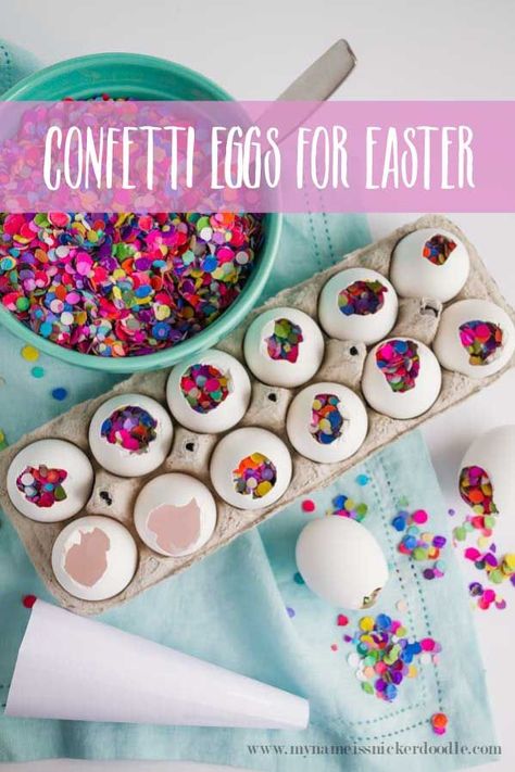 My Name Is Snickerdoodle: How To Make Fun Confetti Eggs for Easter How To Make Confetti, Shaving Cream Easter Eggs, Confetti Eggs, Easter Food Crafts, Eggs For Easter, Craft Easter, Easter Appetizers, Easter Lunch, Diy Confetti