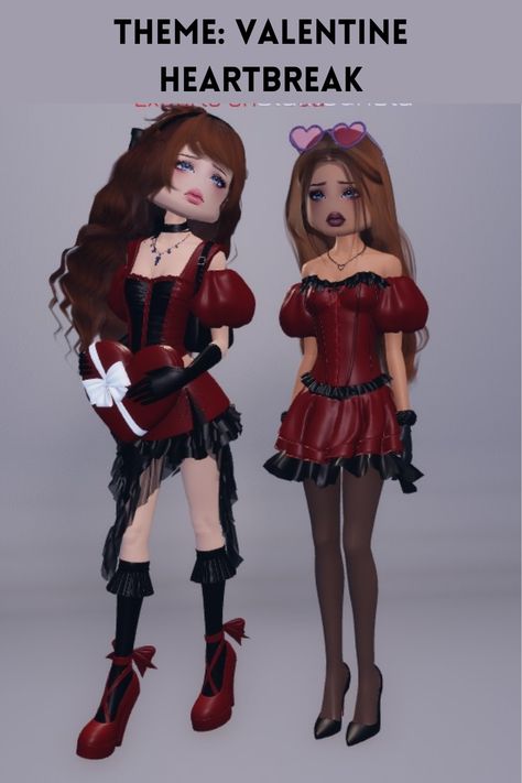 theme: valentina heartbreak/sad day Roblox Dress To Impress Valentines Heartbreak Theme, Dti Theme Valentines Heartbreak, Valentines Heartbreak Outfit, Dress To Impress Valentines Heartbreak, Dress To Impress Valentines Day, Valentines Heartbreak, Dti Codes, Vip Dress, Dti Fits