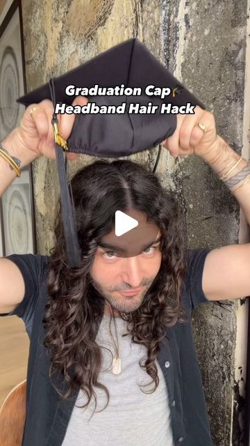 Matt Newman on Instagram: "this viral #hairhack for ur graduation cap blew my mind the first time i saw it!!🎓 #hairinspo #instahair #headband #hairideas 🎓 have u seen this graduation day hair hack before?!!!" Diy Headband For Graduation Cap, Head Band Graduation Cap, How To Keep Graduation Cap On Head, Graduation Cap Hacks Headband, Masters Cap Ideas, Hair With Graduation Cap, Grad Cap Headband Hack, Graduation Cap Headband Hack, Hairstyles For Cap And Gown Graduation