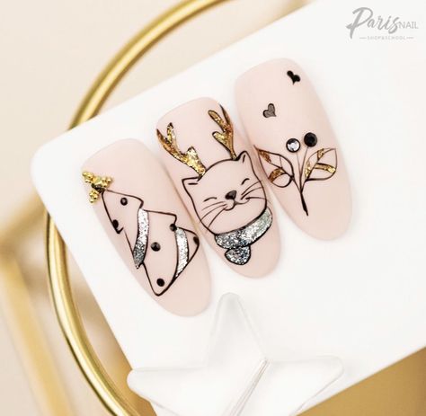 The Best Nail Designs, Cat Nail Designs, Nail Art Noel, Best Nail Designs, Nails Shellac, Cat Nail Art, Natural Nail Art, Tapered Square Nails, Gel Nail Art Designs