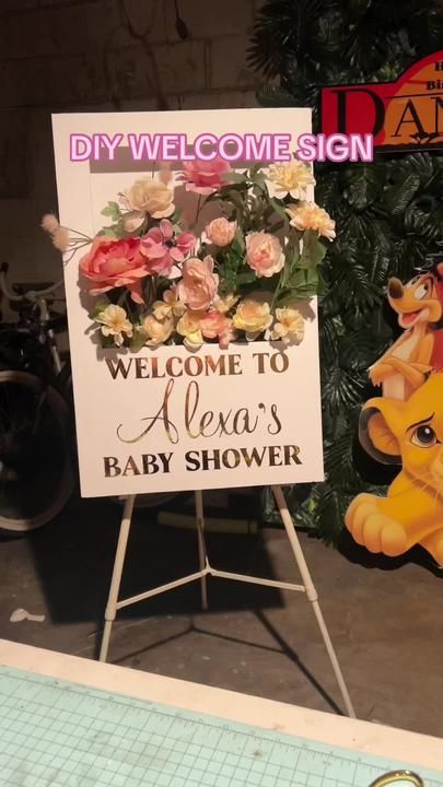 You gotta give this one a try #fyp #fypシ #diyprops #diy #dollartree #d... | DIY Welcome Sign | TikTok Diy Flower Welcome Sign, Birthday Party Signs Diy Entrance, Diy Flower Box Sign, Diy Baby Shower Signs Entrance, Diy Bridal Shower Welcome Sign, Diy Flower Box Welcome Sign, Party Signs Diy Entrance, Bridal Shower Signs Diy, Diy Baby Shower Sign