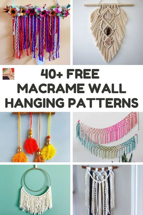 Find many macramé wall hangings that will look wonderful on the wall of any home. There are so many creative ideas! Free Macrame Patterns Tutorials, Macrame Wall Hanging Pattern Free, Diy Macrame Wall Hanging Tutorials, Layered Macrame Wall Hanging, Macrame Wall Hanging Ideas, Diy Macrame Wall Hanging, Repurposed Crafts, Macrame Crafts, Macrame Wall Hanging Tutorial