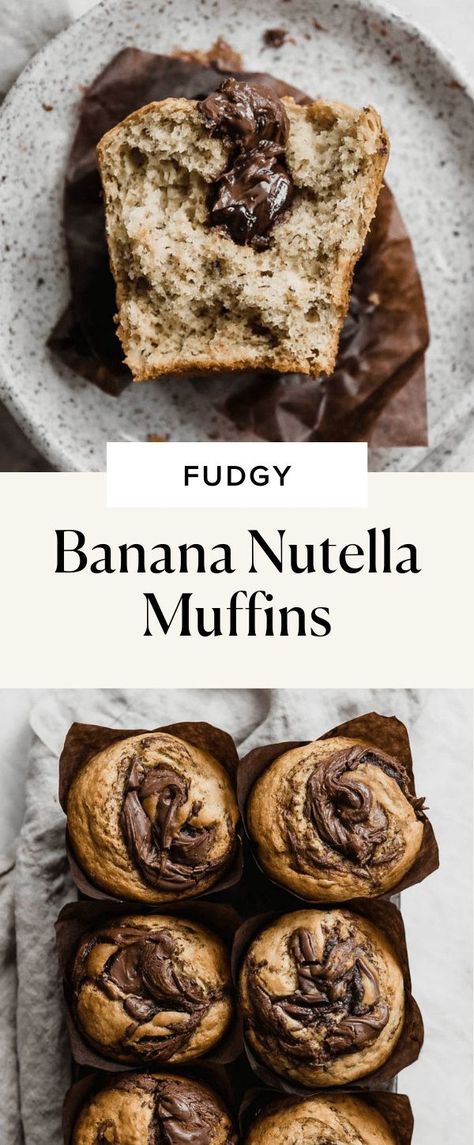 Decadent Muffin Recipes, Muffin Recipes Unique, Sweet Muffins Easy, Nutella Baked Goods, Cafe Muffin Recipes, Amazing Baked Goods, Big Banana Muffins, Extra Large Muffin Recipes, Filled Muffins Recipes