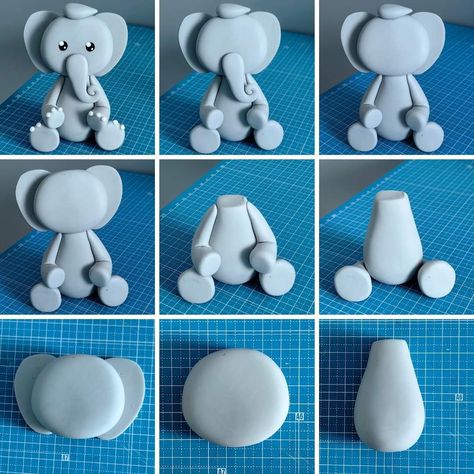 Fondant Animals Tutorial, Fondant Elephant, Fondant Figures Tutorial, Food Business Ideas, Clay Crafts For Kids, Fondant Animals, Fondant Cake Toppers, Polymer Clay Figures, Clay Diy Projects