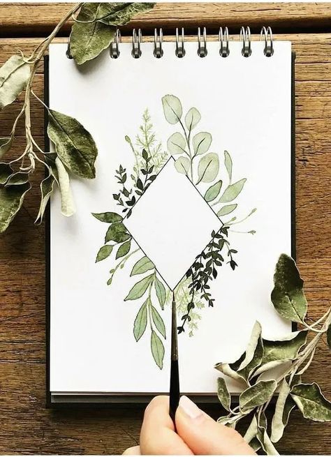 Art Photography Portrait, Hello Cards, Cute Paintings, Plant Painting, Plant Drawing, Simple Acrylic Paintings, Aesthetic Painting, Easy Watercolor, A Notebook