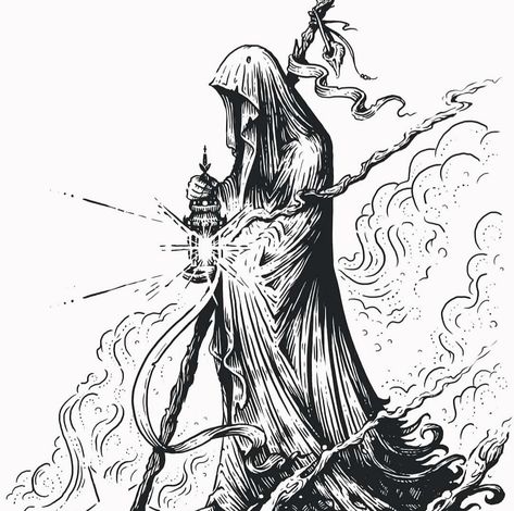 Wizard Tattoo, Woodcut Tattoo, Engraving Tattoo, Medieval Tattoo, Tarot Tattoo, Tarot Card Tattoo, The Hermit, Gothic Tattoo, Dark Art Tattoo