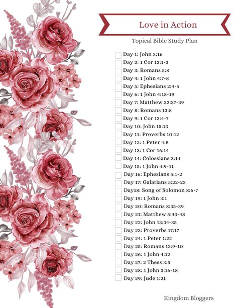 Love in Action Bible Reading Plan February Bible Reading Plan, Bible Study About Love, Reading The Bible In A Year Plan, Couples Bible Study Plan, Bible Reading Plan For Women, Bible Study Plan, Couples Bible Study, Romans 8 35, Free Bible Printables