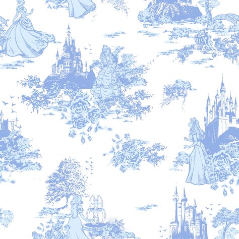 Cotton_Toil Princess Pattern Wallpaper, Pink Toile Wallpaper, Toile Wallpaper, Disney Princess Artwork, Princess Bedroom, Disney Rooms, Wallpaper Disney, Princess Wallpaper, Disney Princess Cinderella