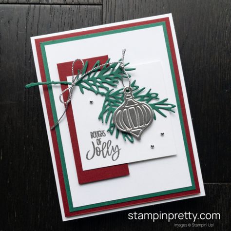 Decorated Pine Dies Cards, Su Decorated With Happiness Cards, Stampin Up Decorated With Happiness, Decorated With Happiness, Diy Card Ideas, Fun Holiday Cards, Homemade Holiday Cards, Mary Fish, Stampin Pretty