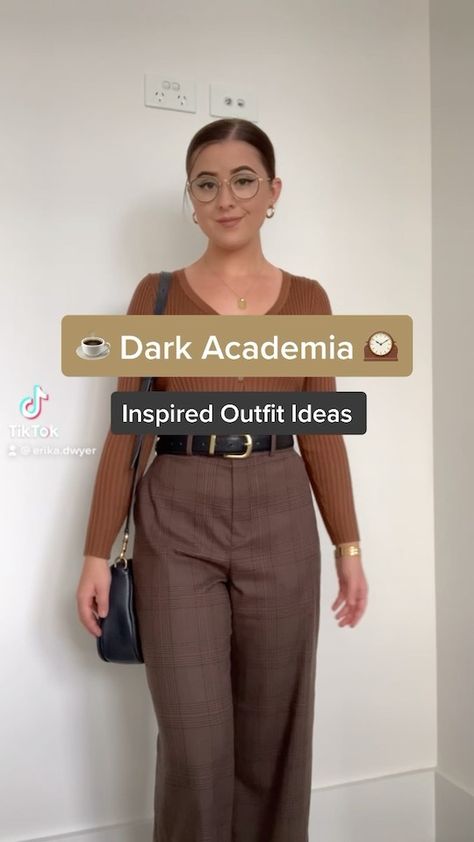 erika.dwyer on Instagram: Dark Academia is such a timeless look I wanna wear it more. Also sneaky preview of a bag I just got, unboxing up on my YouTube this week! -… Outfits For School Dark Academia, How To Be Dark Academia Aesthetic, First Day Of School Outfit Dark Academia, How To Be Dark Academia Tips, How To Be Dark Academia At School, Where To Get Dark Academia Clothes, Dark Academia Look, Academia Aesthetic Outfit, Academia Clothes