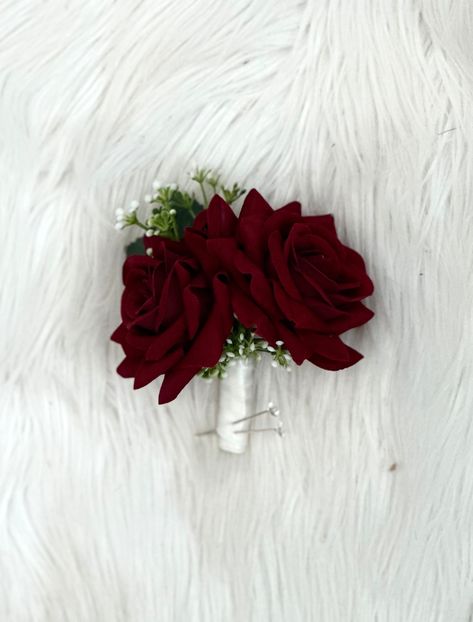 Red Rose Corsage, Wedding Flowers Red, Flowers Red Rose, Red Rose Boutonniere, Groom Flower, Burgundy Wedding Flowers, Double Rose, Corsage And Boutonniere Set, Rose Corsage