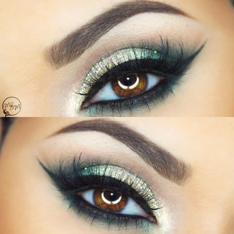 “ little green dress..” @makeupbymeggan Make Up For Dark Green Dresses, Green Dress Makeup, Emerald Green Prom Dress, Orange Eyeshadow, Prom 2022, Hair Hack, Engagement Makeup, Makeup Hacks Beauty Secrets, Formal Makeup