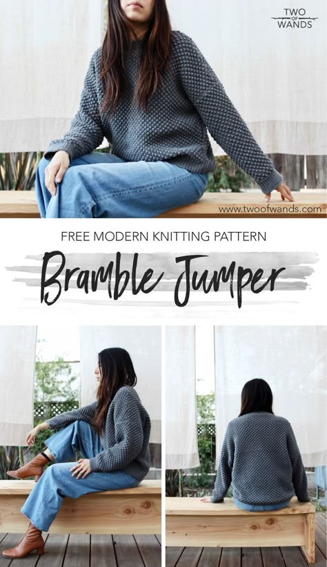 Free Bramble Stitch (aka Raspberry Stitch, Trinity Stitch) Sweater Knitting Pattern Trinity Stitch, Two Of Wands, Modern Knitting Patterns, Knitting Patterns Free Sweater, Jumper Knitting Pattern, Stitch Sweater, Jumper Patterns, Modern Knitting, Bramble