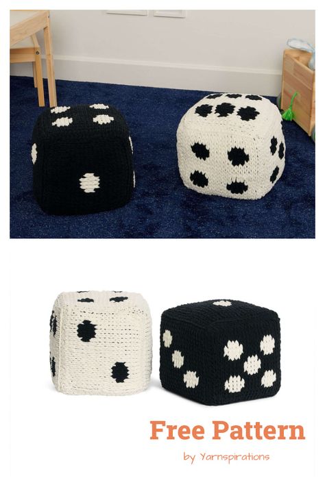 Dice Pillow Diy, Crochet Dice Free Pattern, Crochet Pillow Designs, Pillow Case Pattern Crochet, Crochet Dice Pillow, Crochet Dice Pattern, Cool Crochet Pillows, Crochet Headrest Cover Free Pattern, Crochet Gift For Him