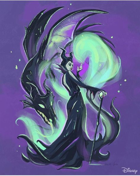 Maleficent art - Mimi Chao Maleficent Art, Fan Art Disney, Disney Mignon, Evil Disney, Disney Paintings, Disney Maleficent, Drawing Hands, Drawing Eyes, Images Disney