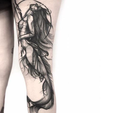 Mermaid Sleeve Tattoos, Element Tattoo, Mermaid Tattoo Designs, Sketch Style Tattoos, Mermaid Tattoo, Mermaid Tattoos, Badass Tattoos, Sketch Style, White Tattoo